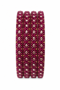 Golden Engraved Bangles - Magenta