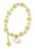 Green Crystal and Pearl Charm Bracelet
