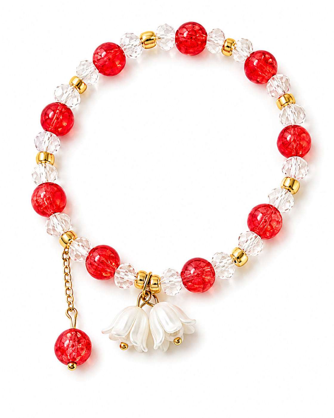 Red and Crystal Charm Bracelet