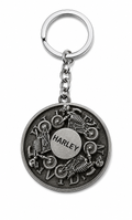 Antique Silver Harley Biker Medallion Keychain