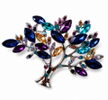Gemstone Leaf Cluster Brooch