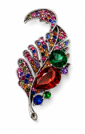 Gemstone Leaf Cluster Brooch
