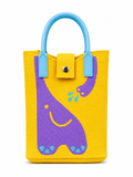 Bright Yellow Tote with Playful Elephant Mobile pouch