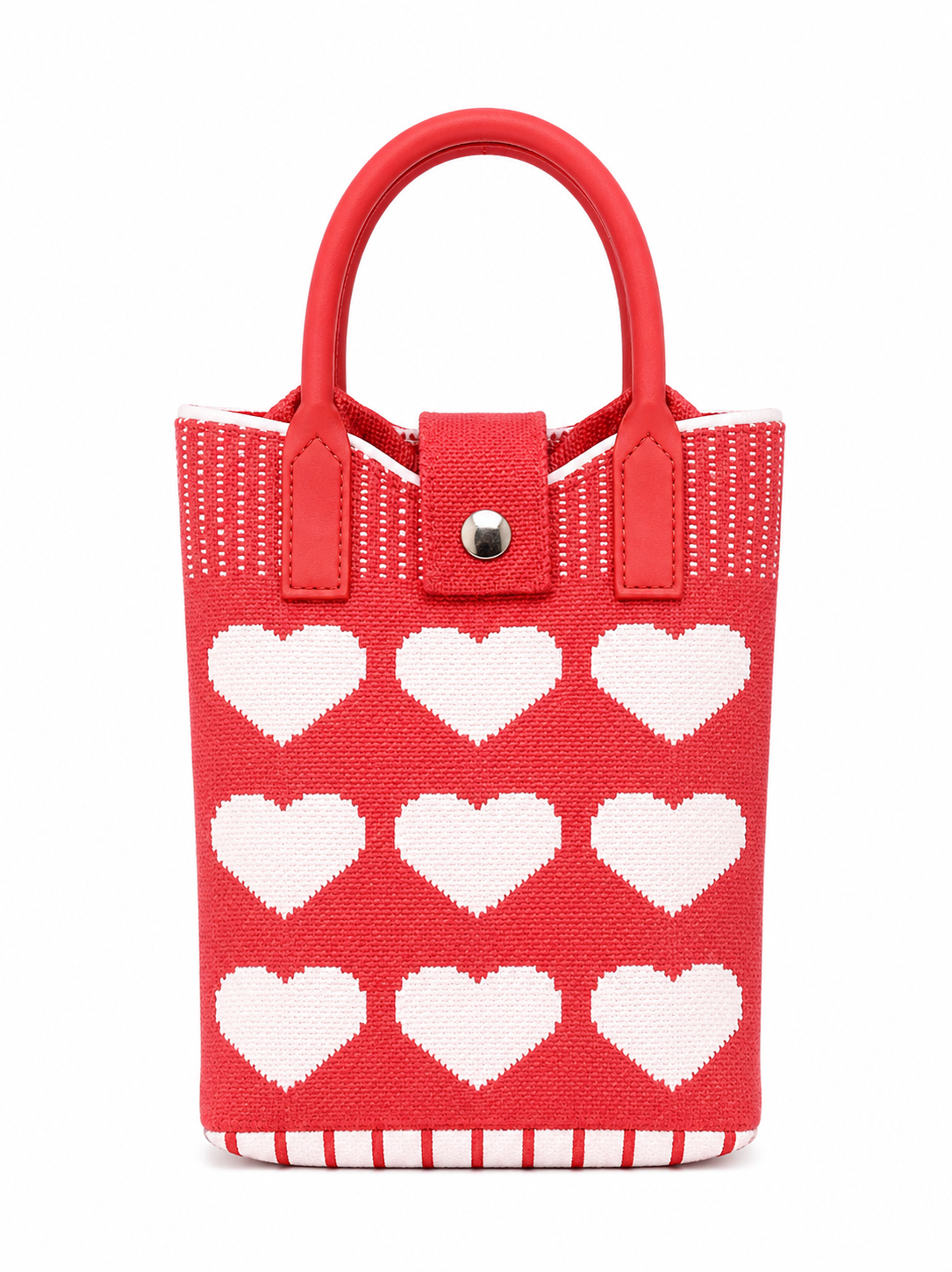 Red Heart-Patterned Tote Mobile pouch