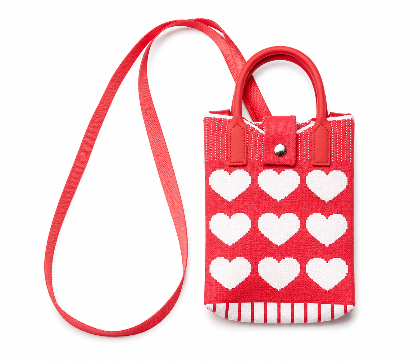 Red Heart-Patterned Tote Mobile pouch