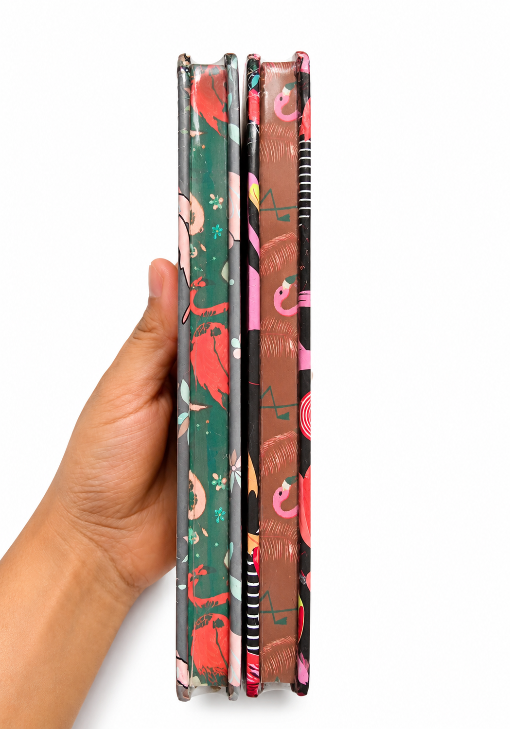 Flamingo-patterned notebook with elastic strap