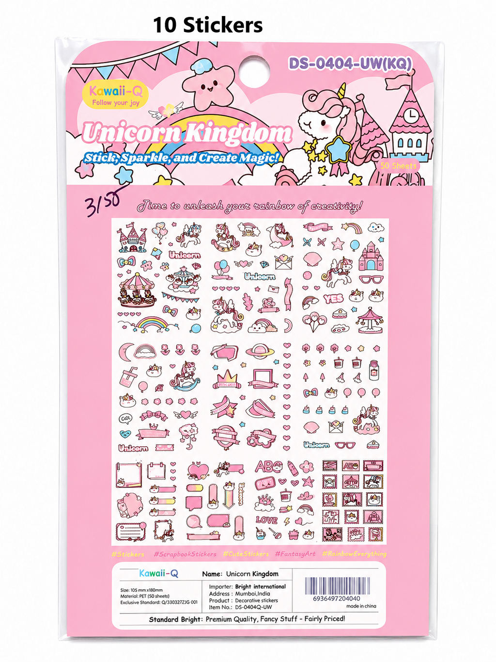 Kawaii Unicorn Kingdom sticker pack