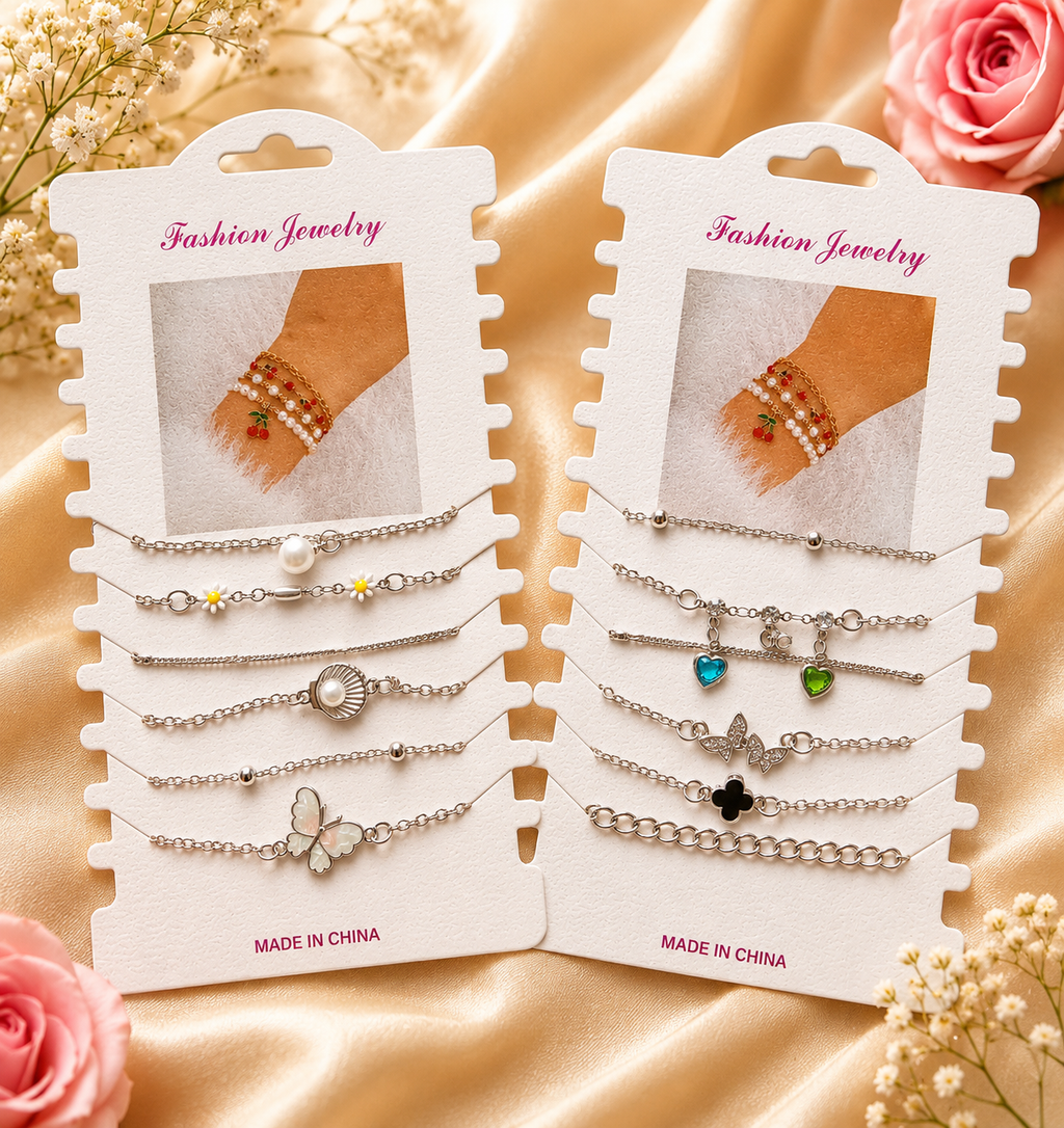 6 pcs Bracelets - Silver
