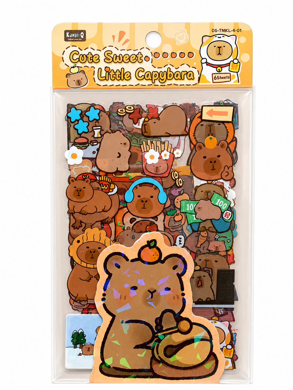 Kawaii sticker set with capybara - 6 Sheet