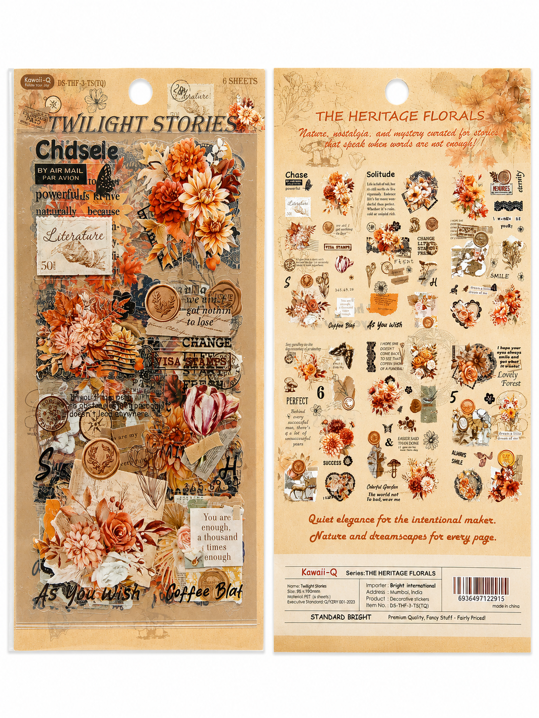 Twilight Stories vintage floral sticker set - 6 sheets