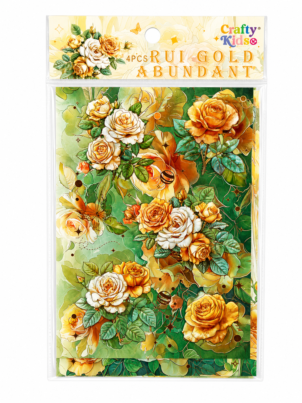 Floral sticker pack with golden accents - 4 sheets