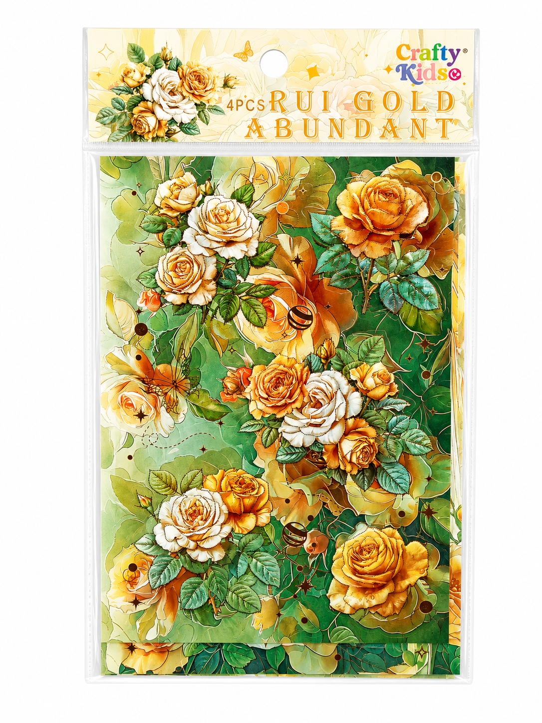 Floral sticker pack with golden accents - 4 sheets