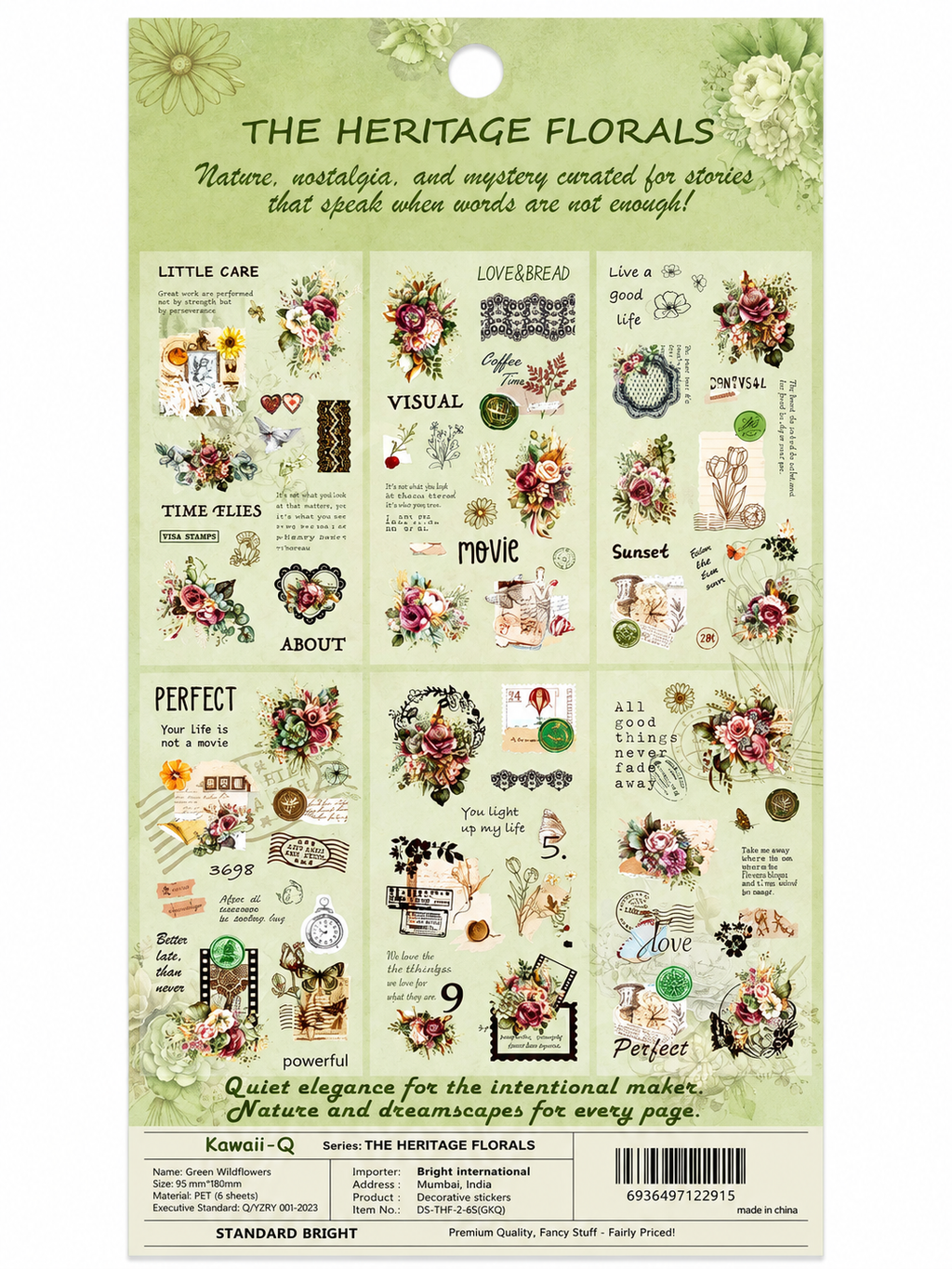 Twilight Stories vintage floral sticker set - 6 sheets