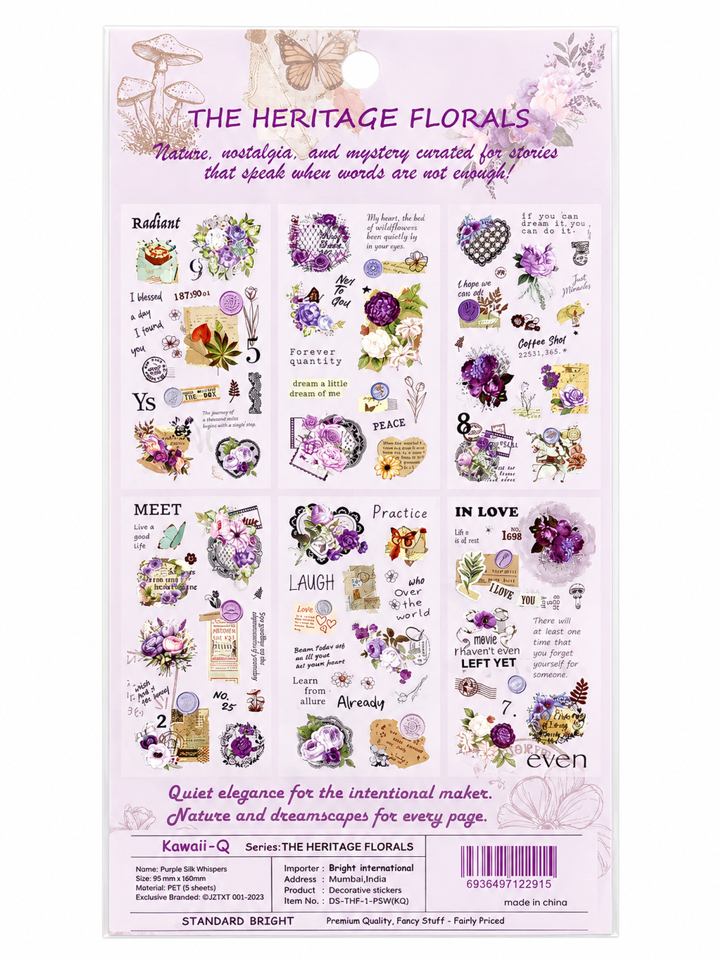 Twilight Stories vintage floral sticker set - 6 Sheets