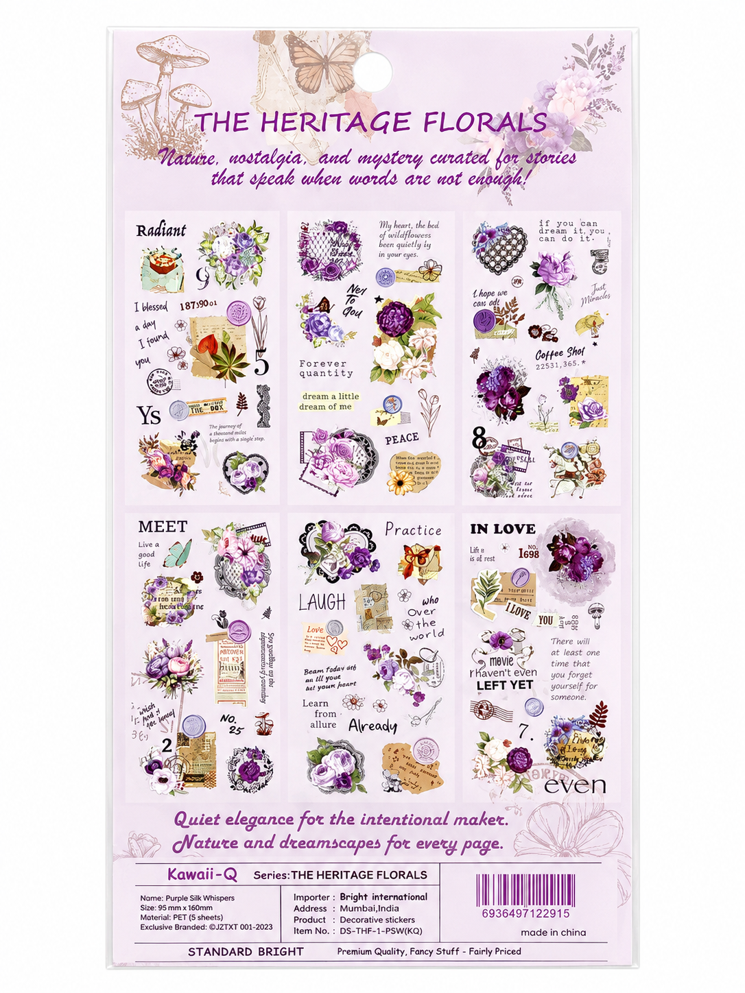 Twilight Stories vintage floral sticker set - 6 Sheets