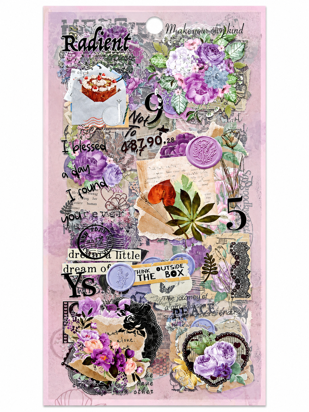 Twilight Stories vintage floral sticker set - 6 Sheets
