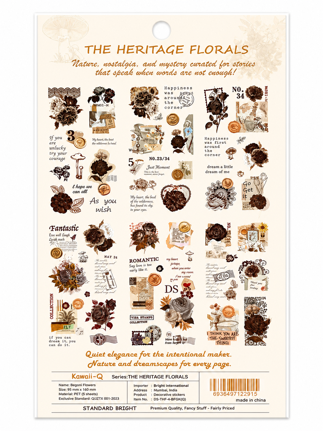 Twilight Stories vintage floral sticker set - 6 Sheets