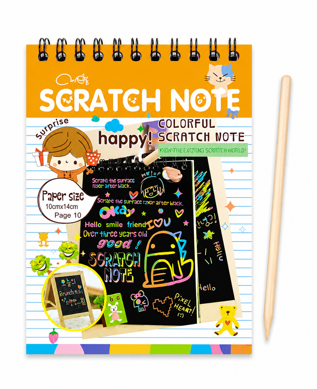 Playful scratch note with doodles
