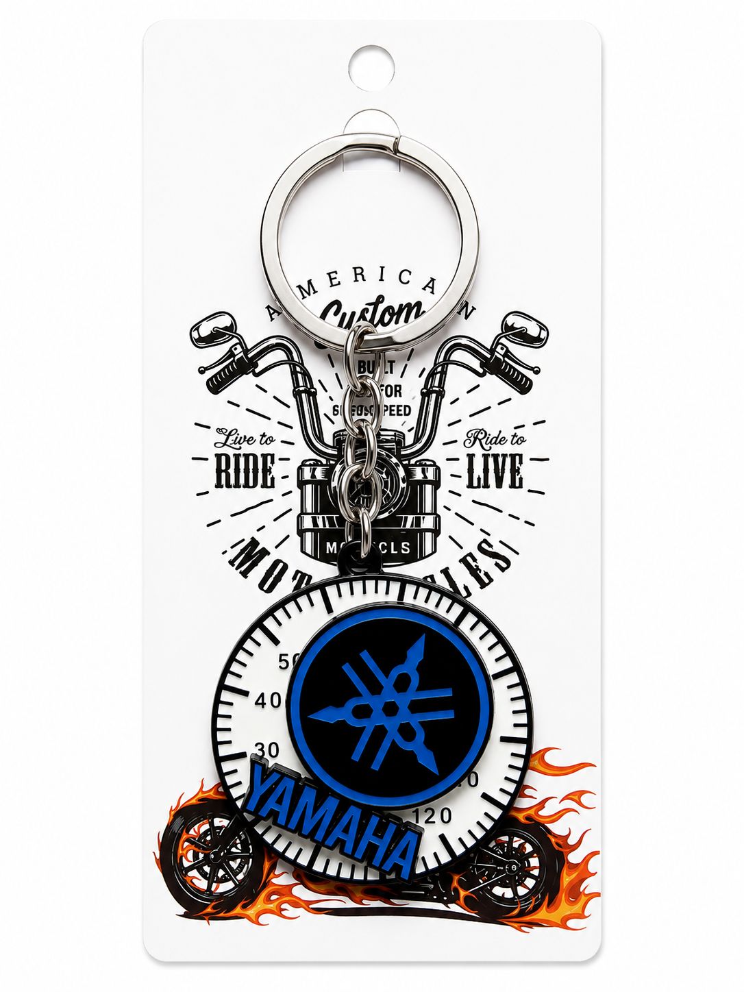 Motorcycle-themed Yamaha keychain