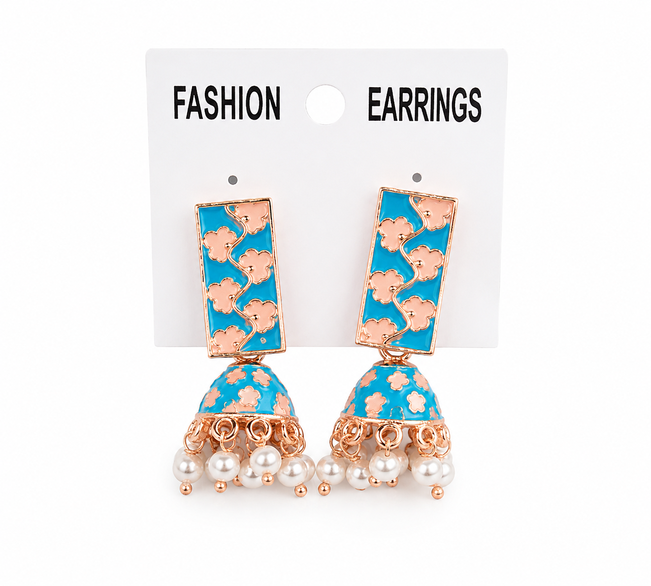 Elegant turquoise and rose-gold earrings
