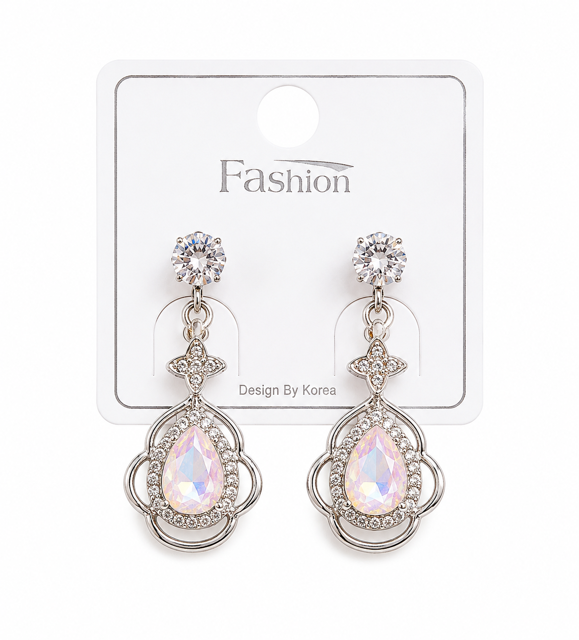 Elegant silver drop earrings with crystals