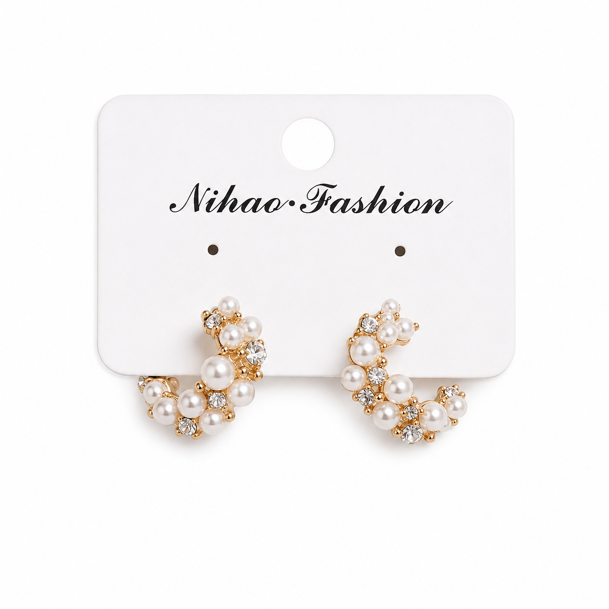 Delicate pearl hoop earrings