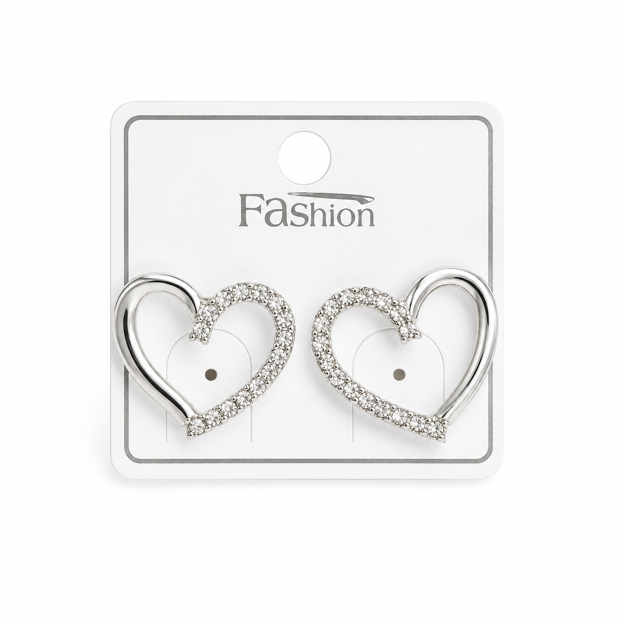 Elegant heart-shaped silver earrings