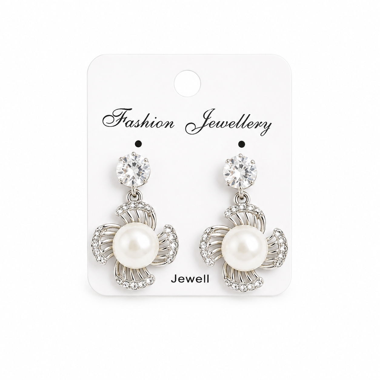 Elegant earrings on white