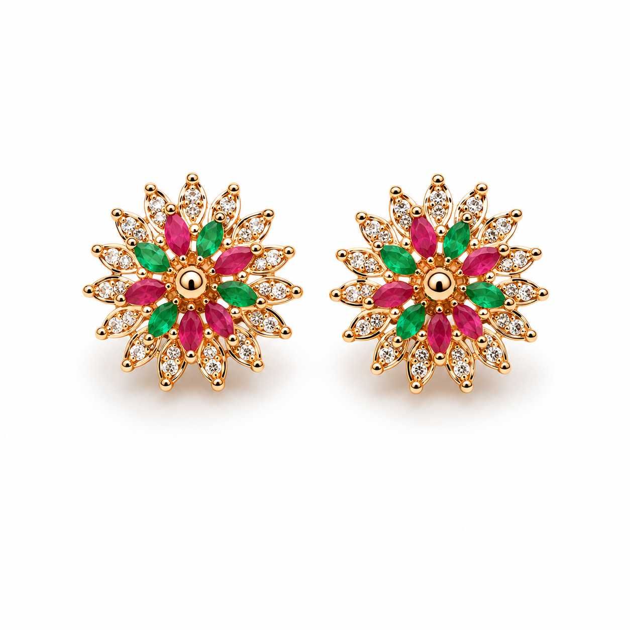 Ornate floral starburst stud earrings