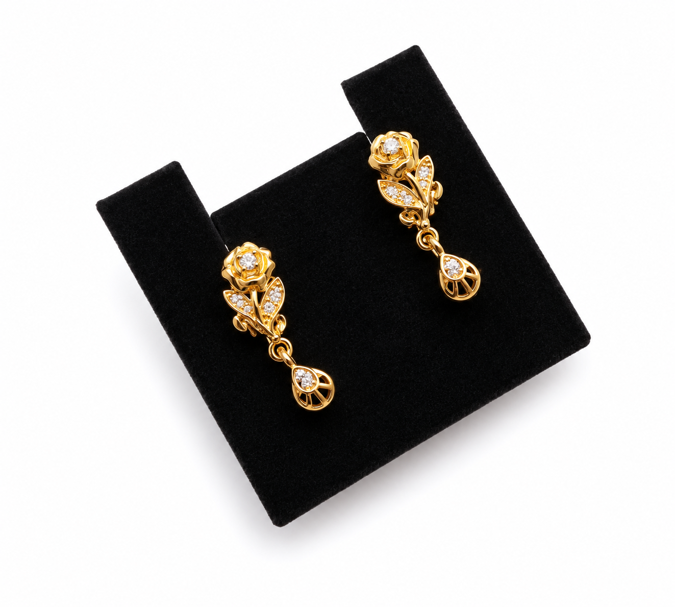 Elegant gold drop earrings - Push back
