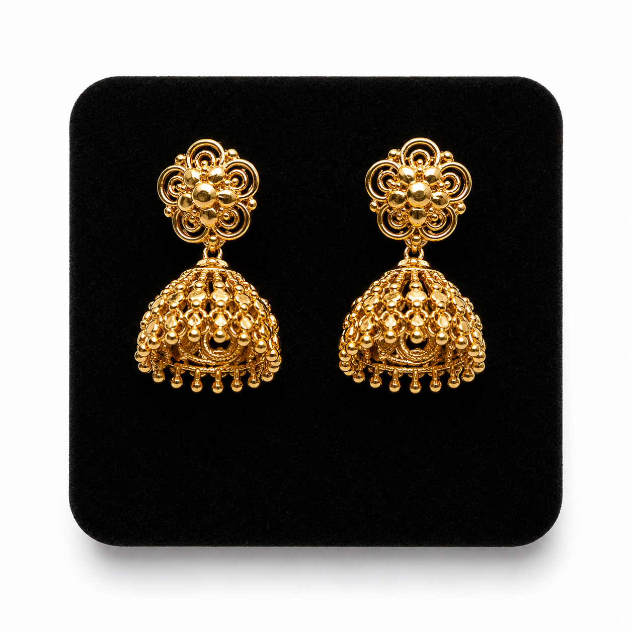 Elegant gold jhumka earrings - small