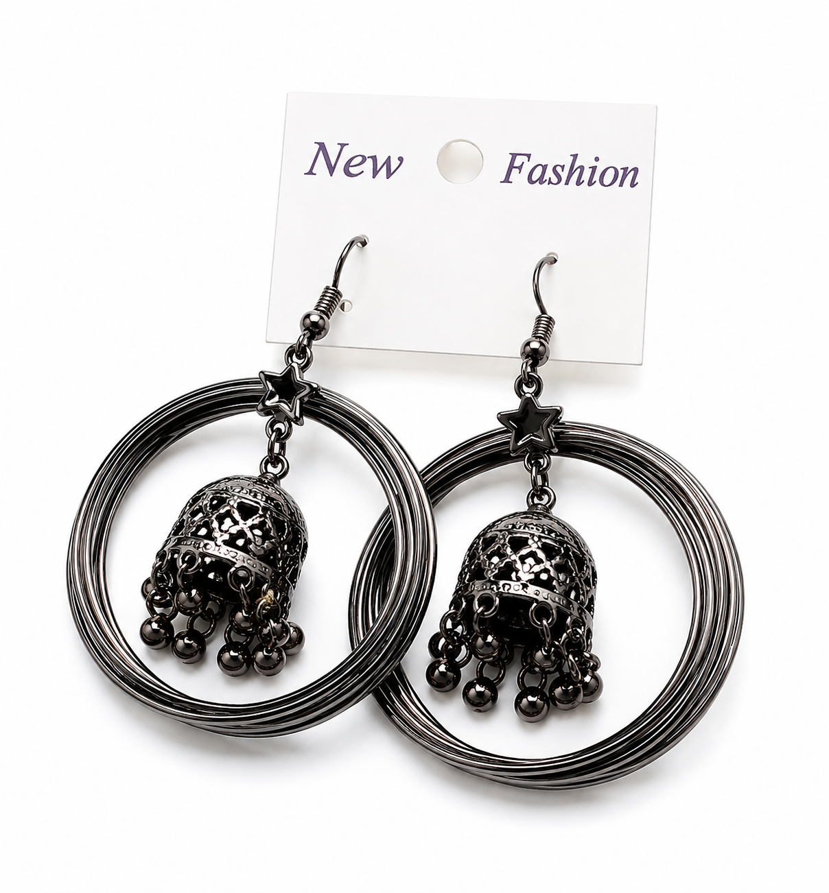 Elegant hoop earrings with filigree charms