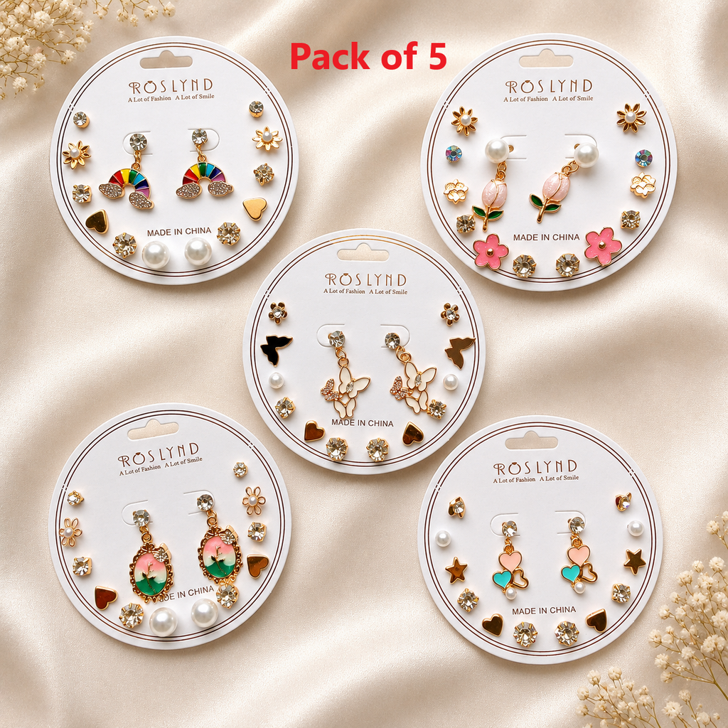 7 Pcs earring set combo of 5 - B