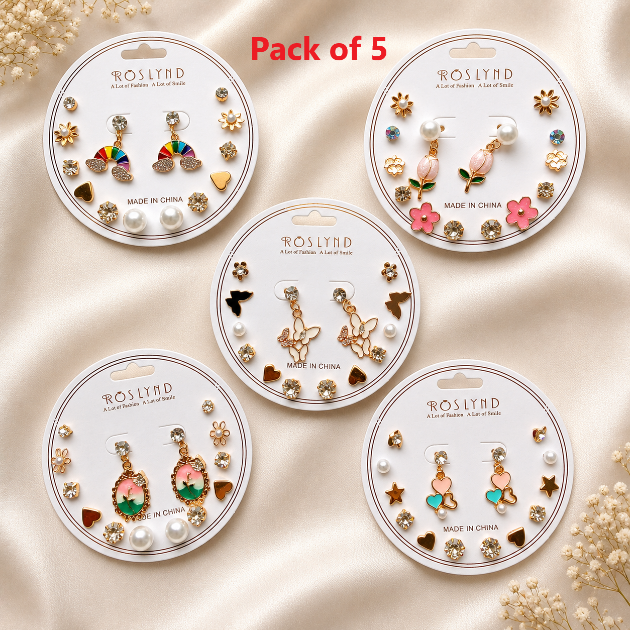7 Pcs earring set combo of 5 - B