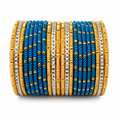 Blue and Gold Textured Metal Bangle
