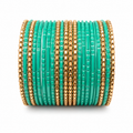 Teal and Gold Metal Bangle