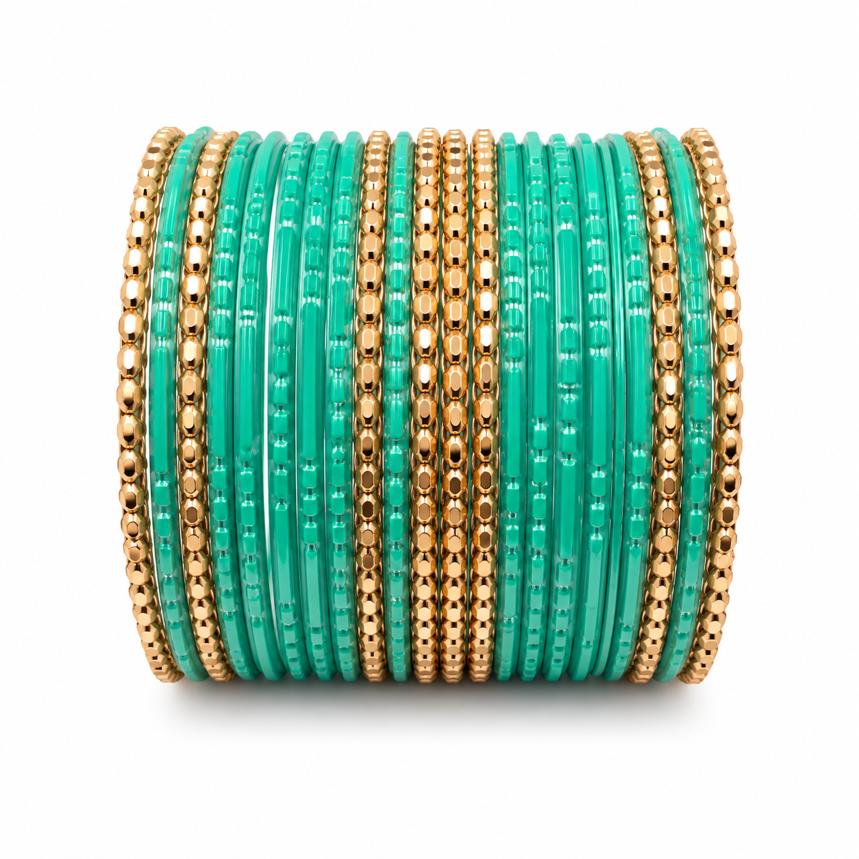 Teal and Gold Metal Bangle