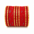 Fiery Red and Gold Metal Bangle