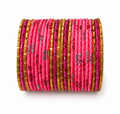 Hot Pink and Gold Metal Bangle