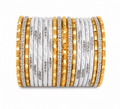 White and Gold Metal Bangle
