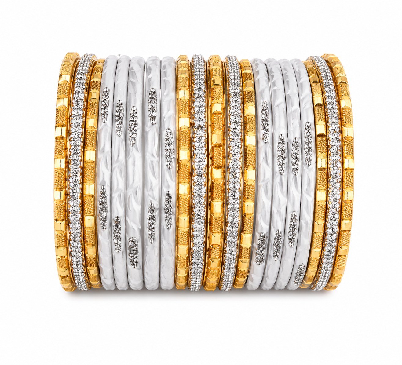 White and Gold Metal Bangle