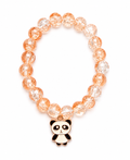 Peach Crackle Bead Bracelet with Panda Charm