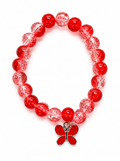 Red Butterfly Crackle Bead Bracelet