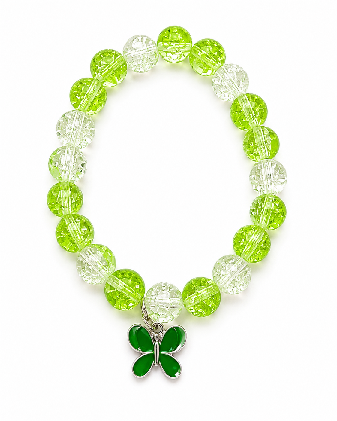 Green and Clear Butterfly Bracelet
