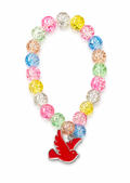 Rainbow Beaded Bracelet with Red Bird Charm