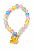 Rainbow Crackle Bead Bracelet with Bird Charm