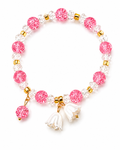 Pink Crystal and Gold Charm Bracelet