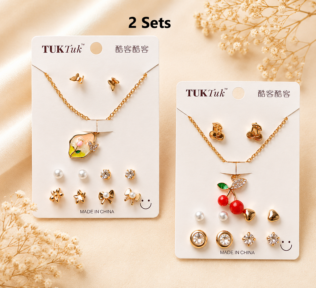 5 pcs Earring with Chain Set Combo 2