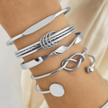 JTK Atelier 5pcs set Design Bracelet For Women Twisted - Silver