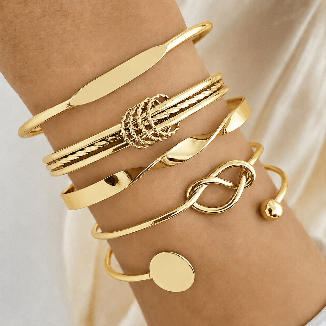 JTK Atelier 5pcs set Design Bracelet For Women Twisted - Gold